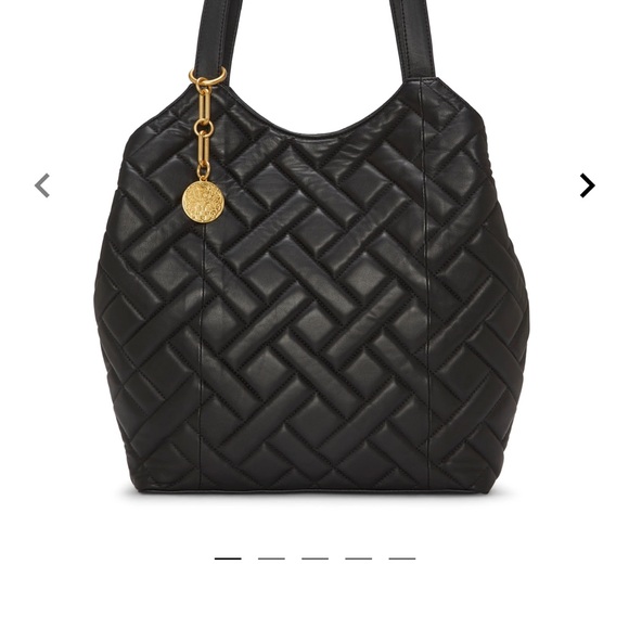 Vince Camuto Black Quilted Shoulder Bag with Gold Charm - Picture 1 of 6
